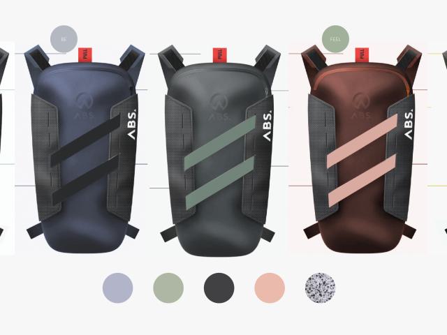 Funk farbige Rucks&auml;cke in den Trendfarben Hellblau, Dunkelblau, Schwarz, Weinrot udn Gelb mit farbigen B&auml;ndern.